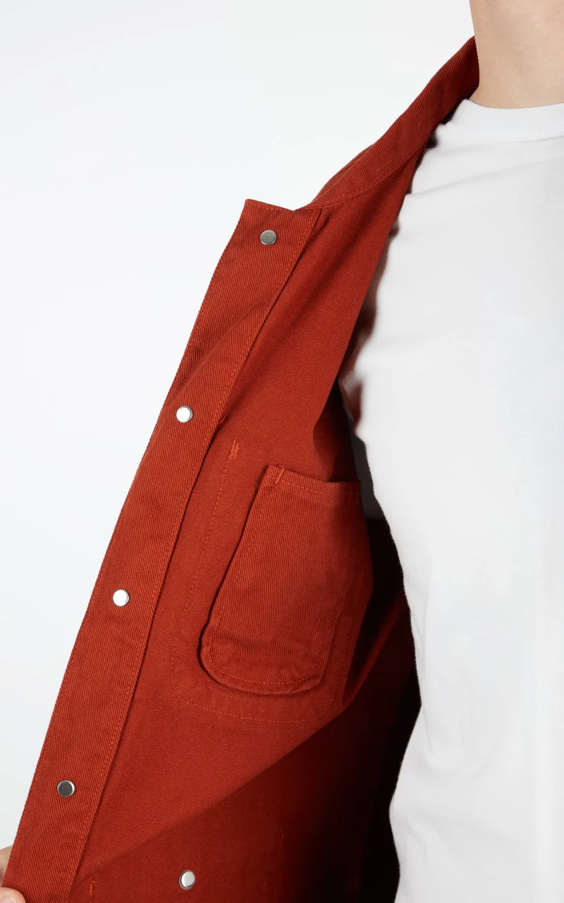 Tellason Coverall Jacket Garment Dyed Denim International Orange - Image 11