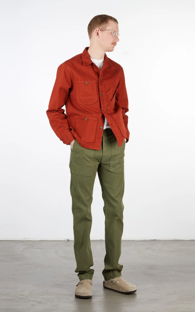 Tellason Coverall Jacket Garment Dyed Denim International Orange - Image 3