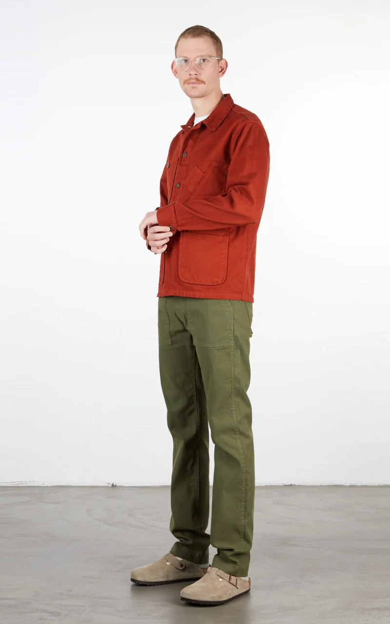 Tellason Coverall Jacket Garment Dyed Denim International Orange - Image 4