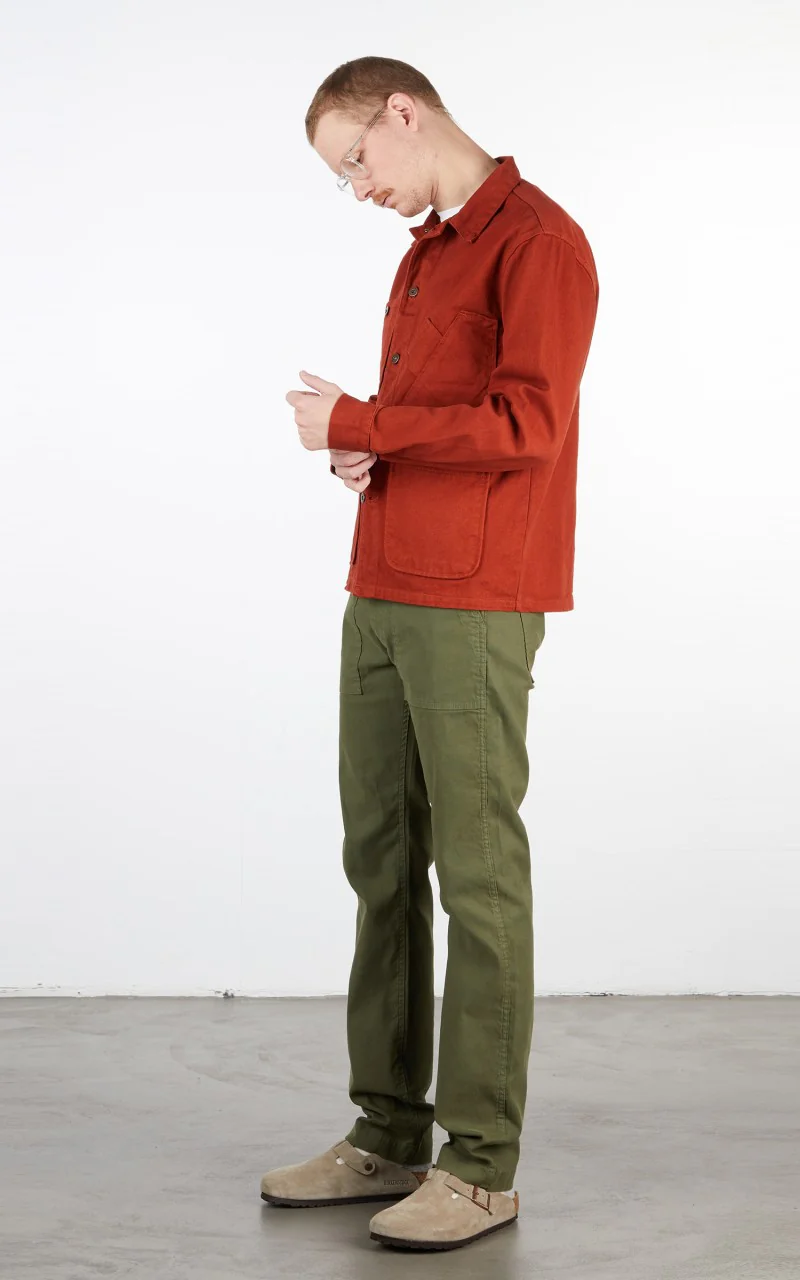 Tellason Coverall Jacket Garment Dyed Denim International Orange - Image 5