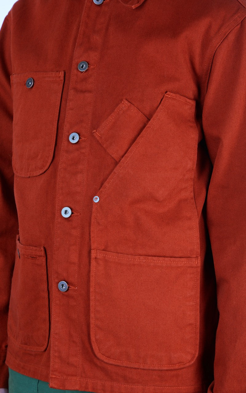 Tellason Coverall Jacket Garment Dyed Denim International Orange - Image 9