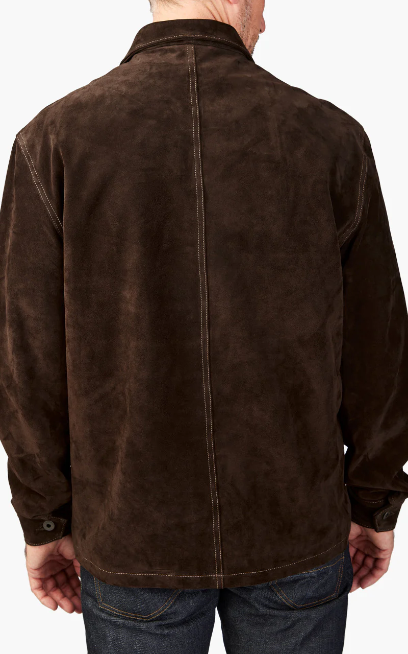 Tellason Coverall Suede Jacket Calf Split Silky Dark Brown - Image 5