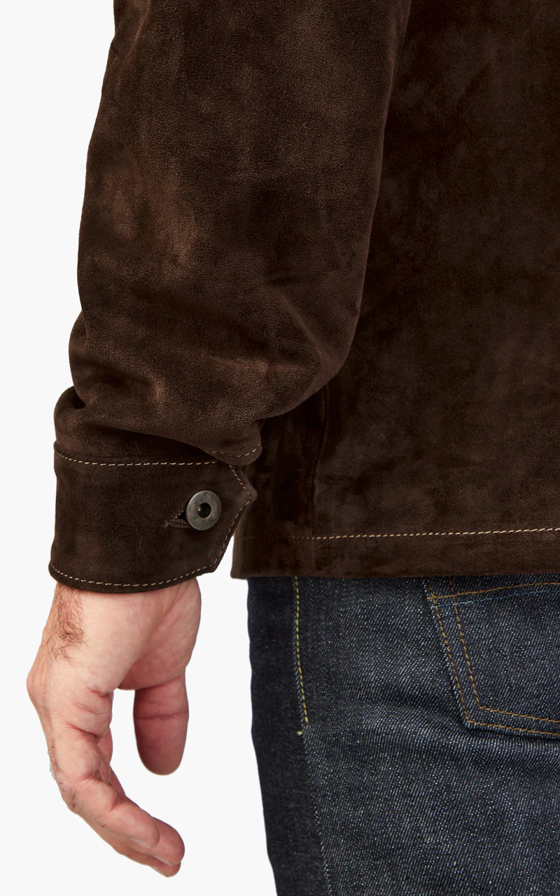 Tellason Coverall Suede Jacket Calf Split Silky Dark Brown - Image 6