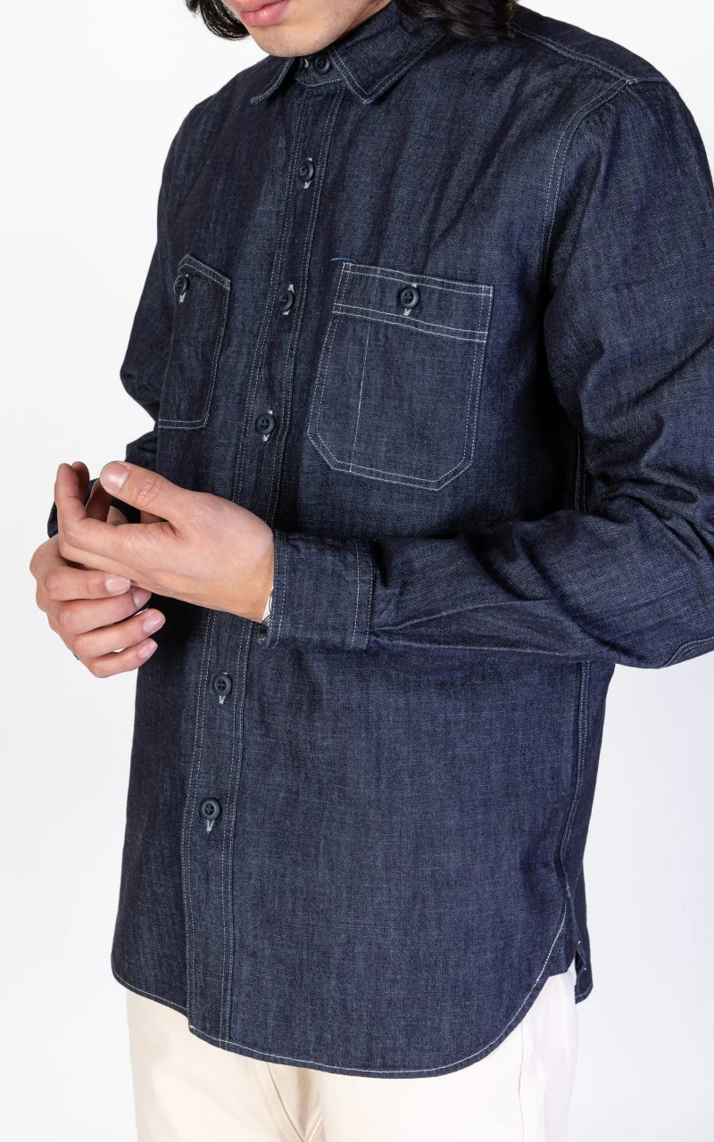 Tellason Dockworker Shirt Dry Indigo - Image 4
