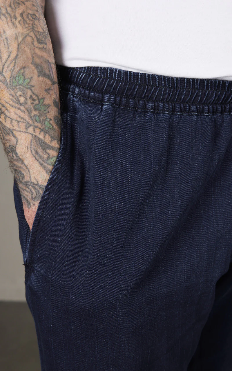 Tellason Easy Shorts Herringbone Dyed Indigo - Image 6