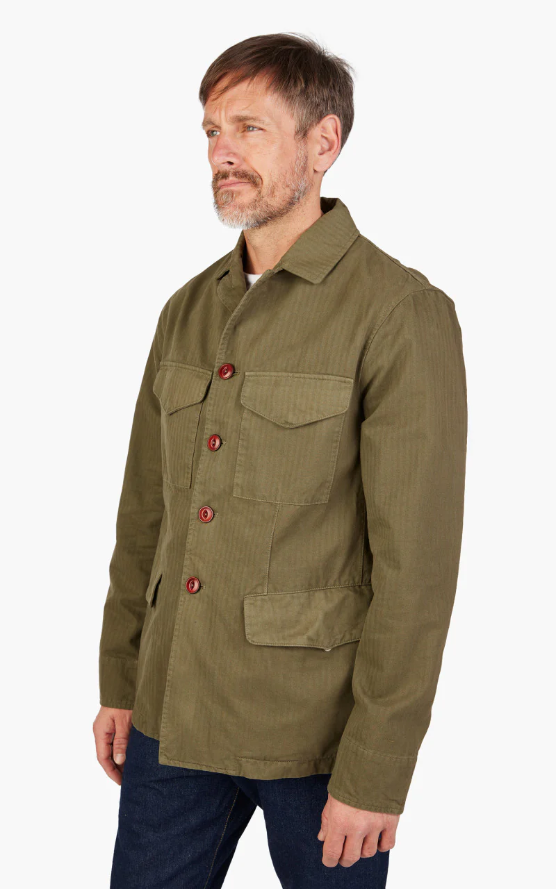 Tellason Explorer Jacket Herringbone Twill Olive - Image 4