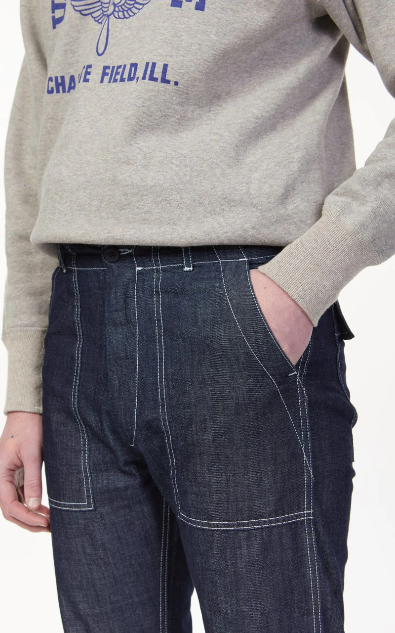 Tellason Fatigue Pant Slimy Washed Denim Ocean Dark - Image 8