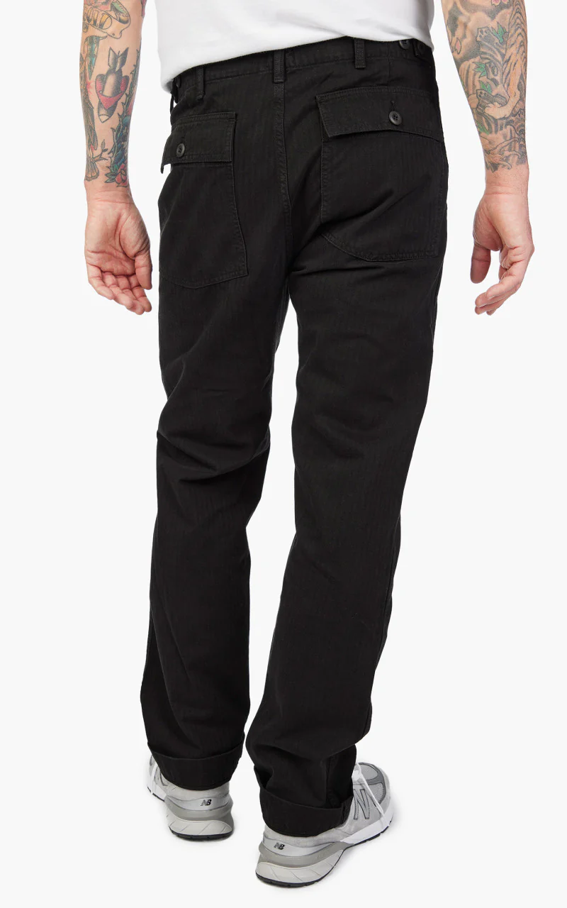 Tellason Fatigue Pant Straight Herringbone Twill Black - Image 6