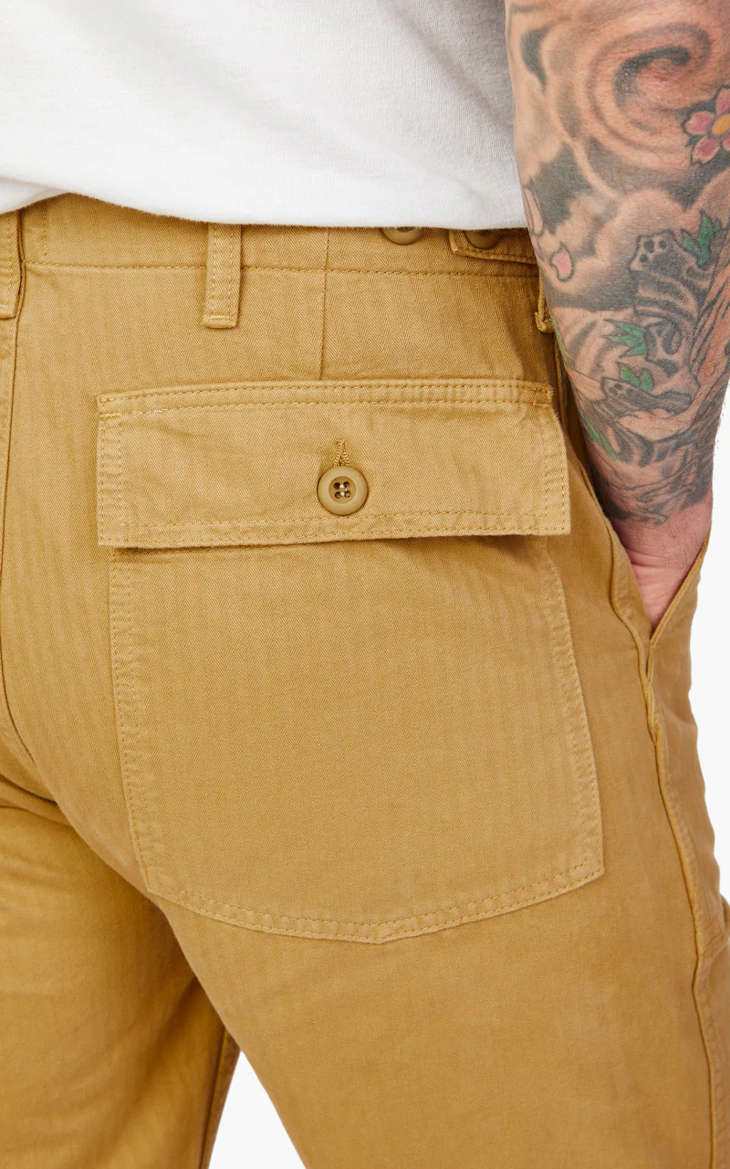 Tellason Fatigue Pant Straight Herringbone Twill Khaki - Image 4