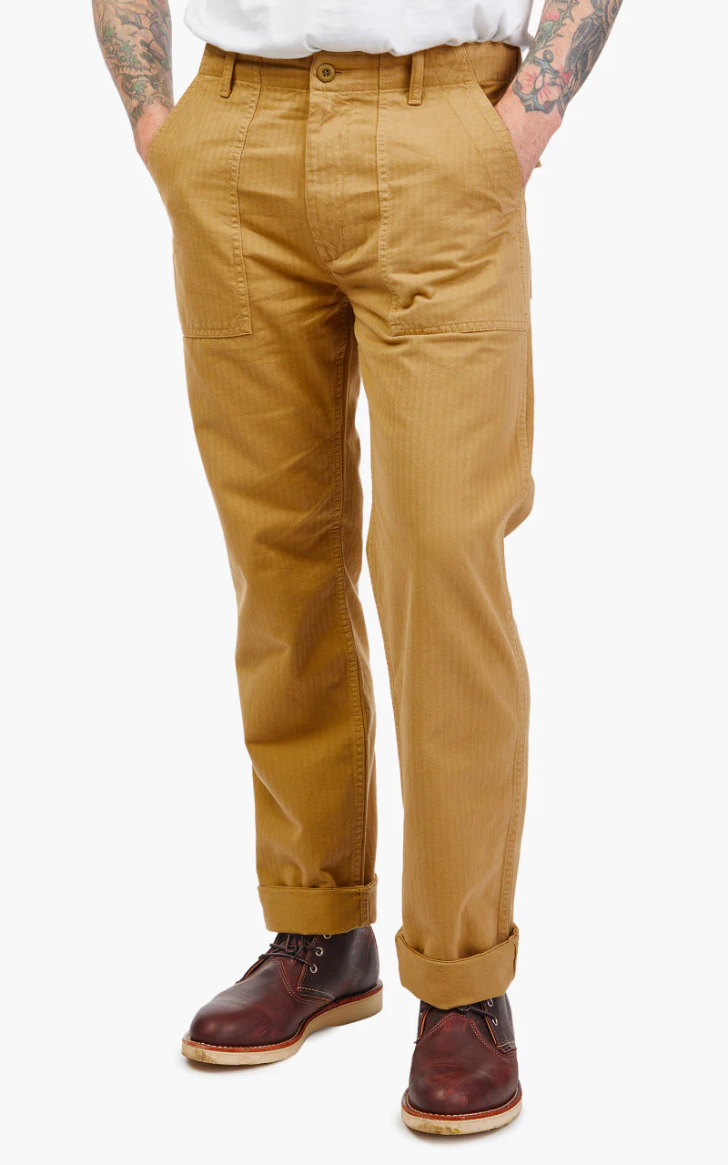 Tellason Fatigue Pant Straight Herringbone Twill Khaki - Image 5