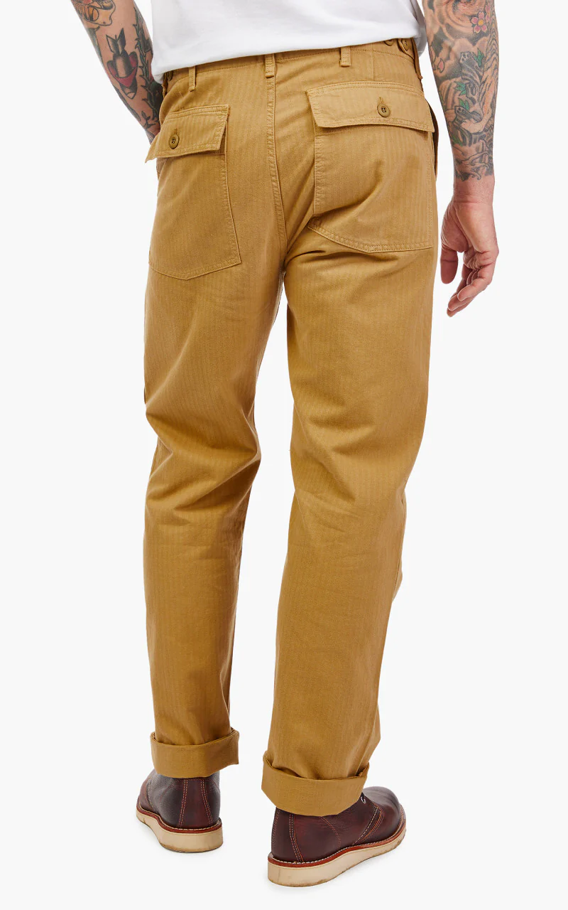 Tellason Fatigue Pant Straight Herringbone Twill Khaki - Image 6