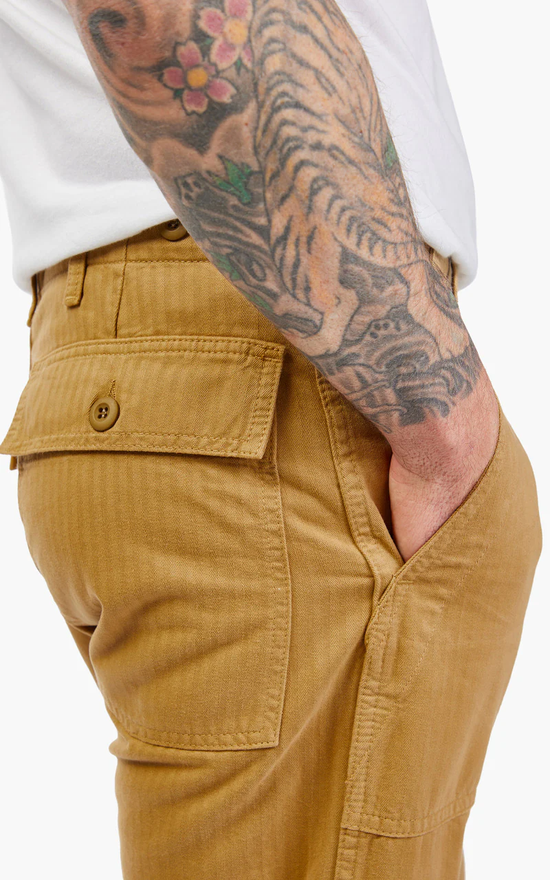 Tellason Fatigue Pant Straight Herringbone Twill Khaki - Image 7
