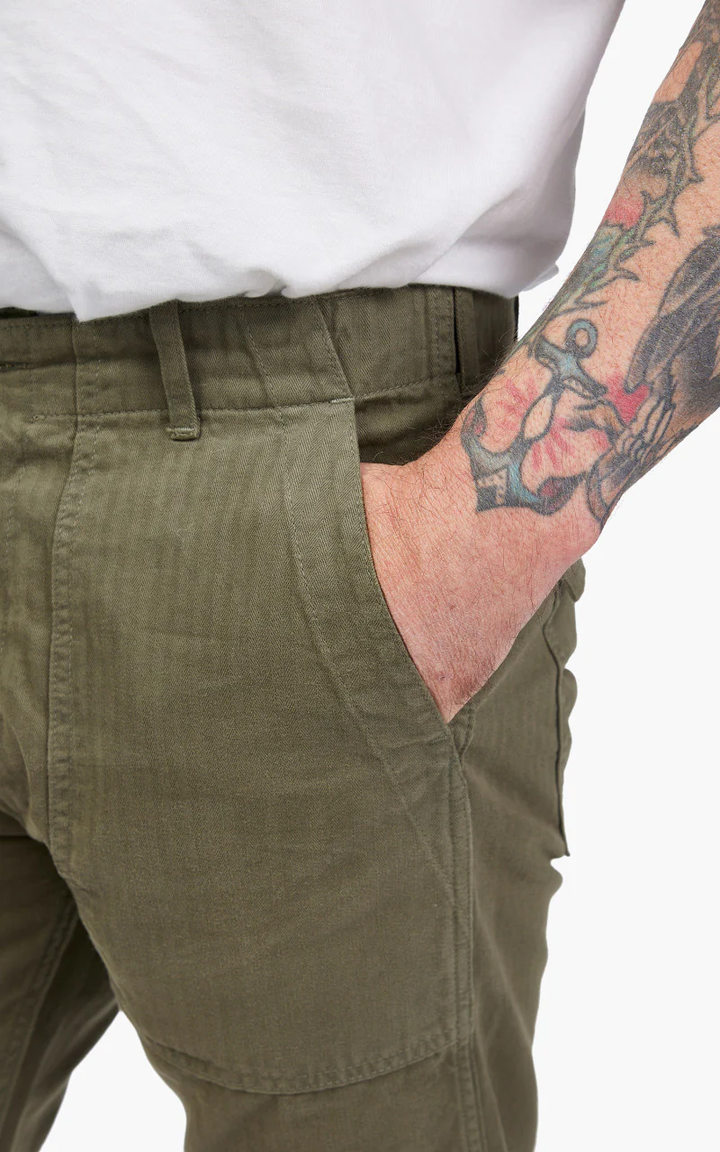 Tellason Fatigue Pant Tapered Herringbone Olive - Image 5