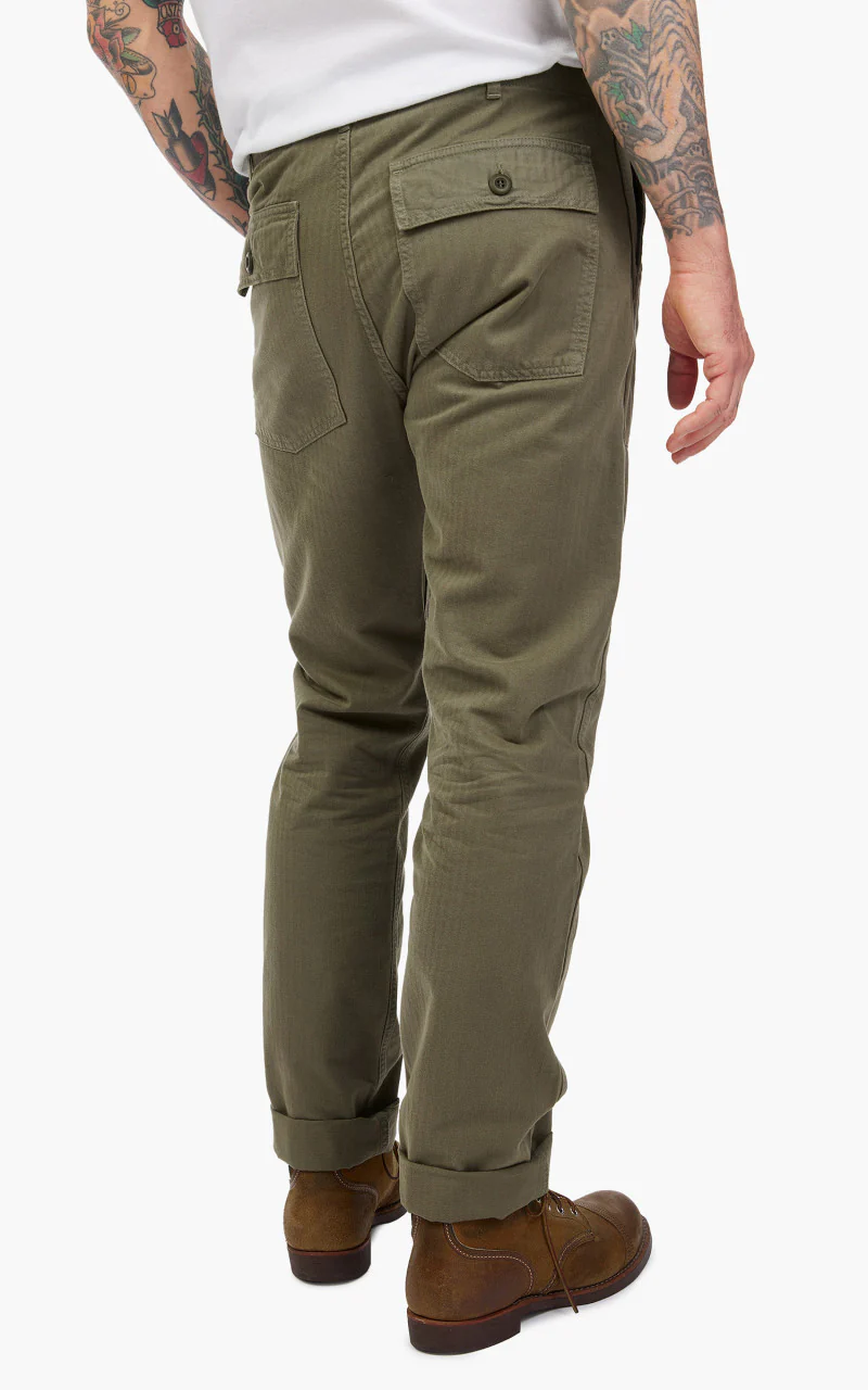 Tellason Fatigue Pant Tapered Herringbone Olive - Image 6
