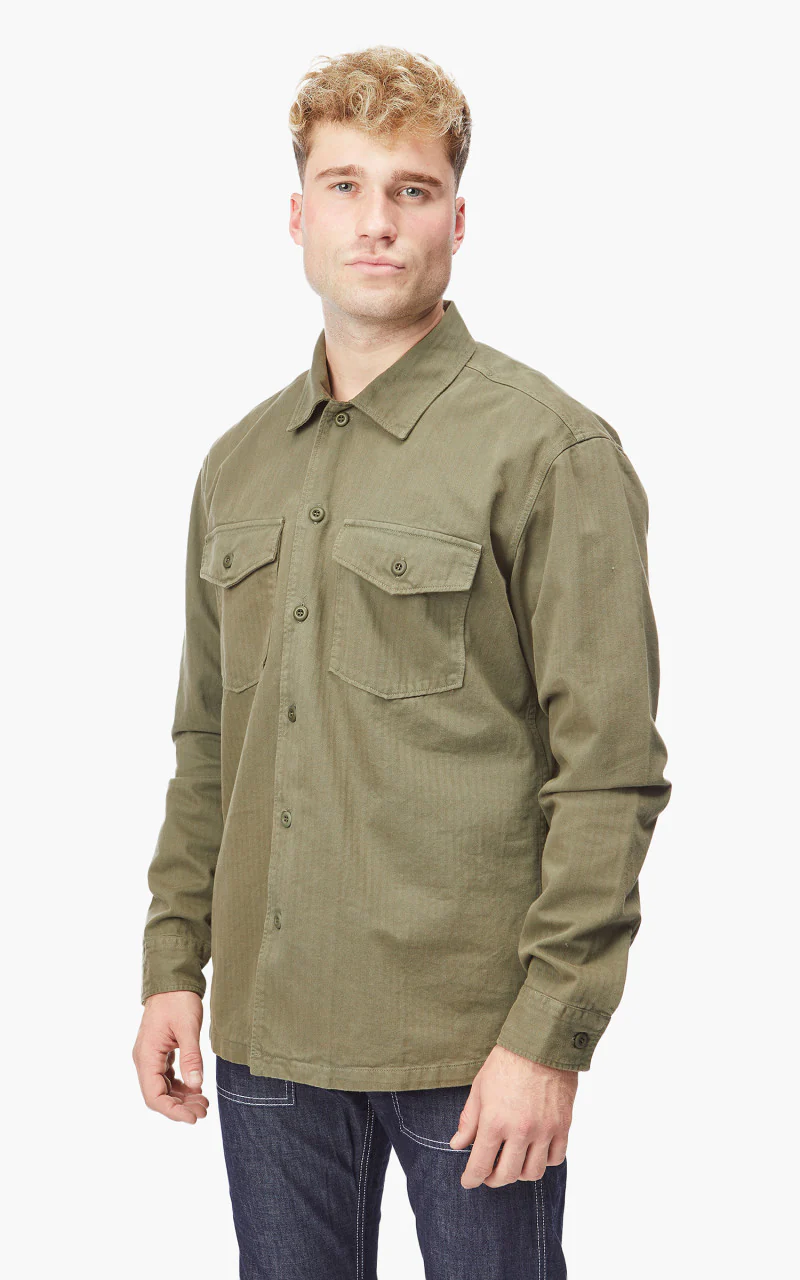 Tellason Fatigue Shirt Herringbone Olive - Image 3