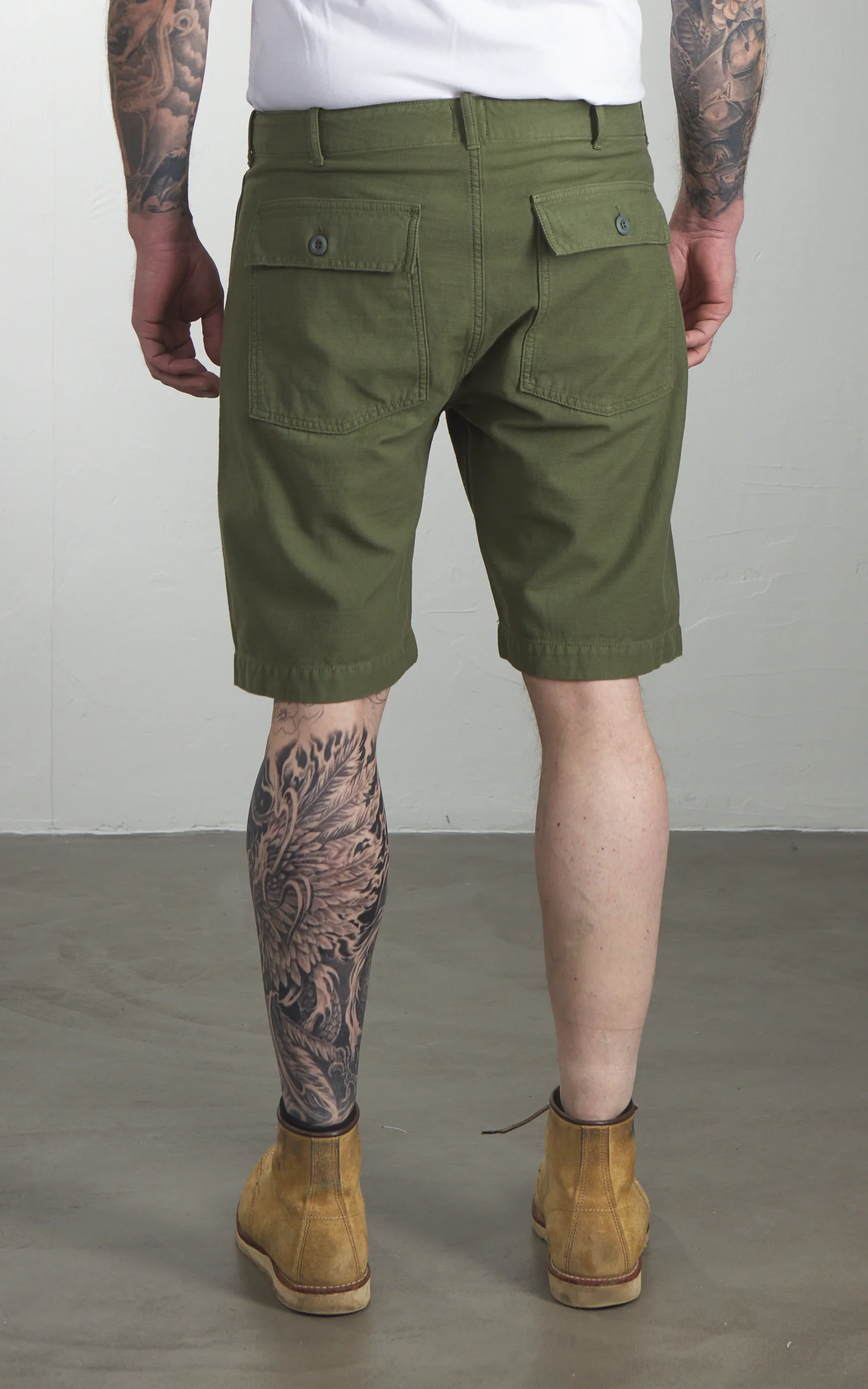 Tellason Fatigue Shorts Cotton Sateen Olive - Image 4