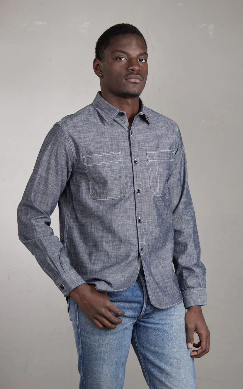 Tellason Fisher Shirt New Chrambray Blue - Image 4