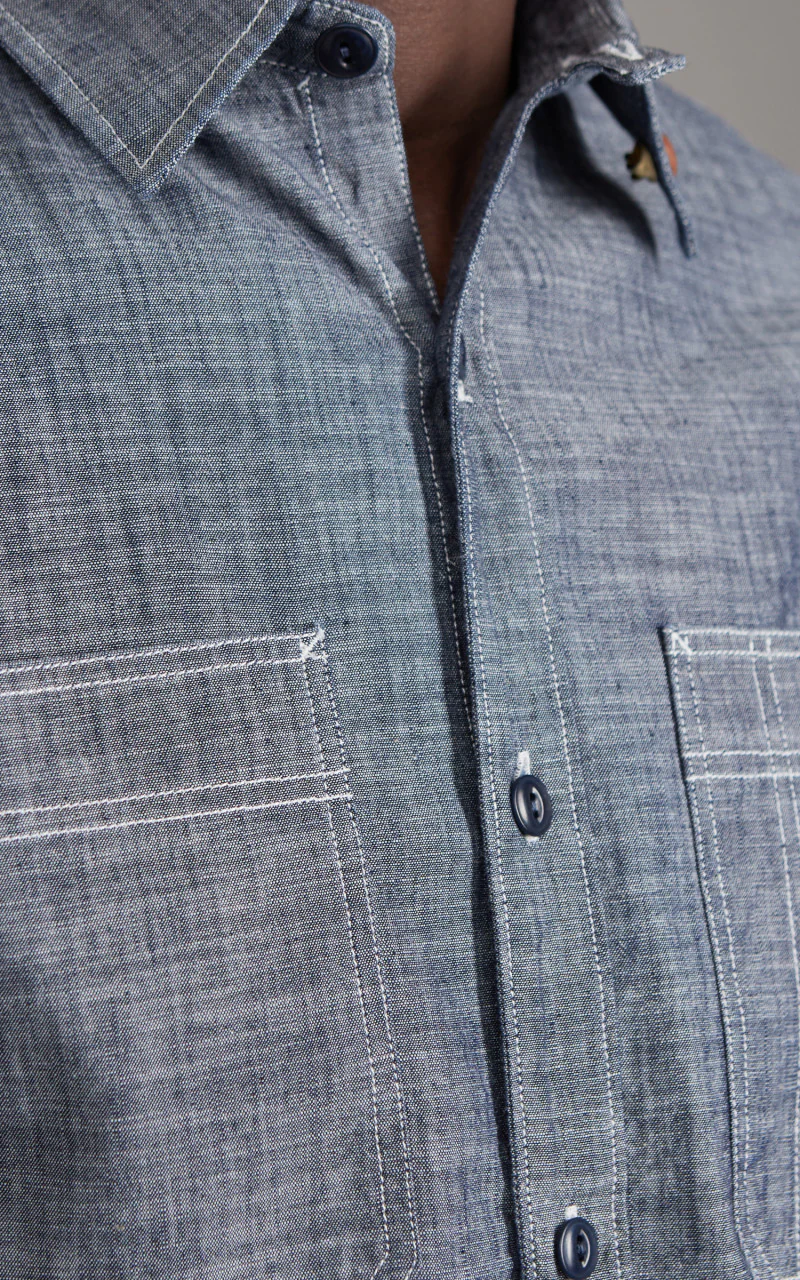 Tellason Fisher Shirt New Chrambray Blue - Image 5