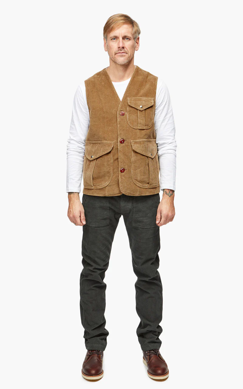 Tellason Hunting Vest Kindermann Corduroy Taupe - Image 2