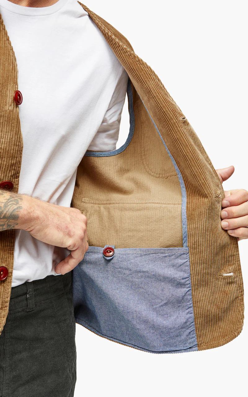Tellason Hunting Vest Kindermann Corduroy Taupe - Image 6