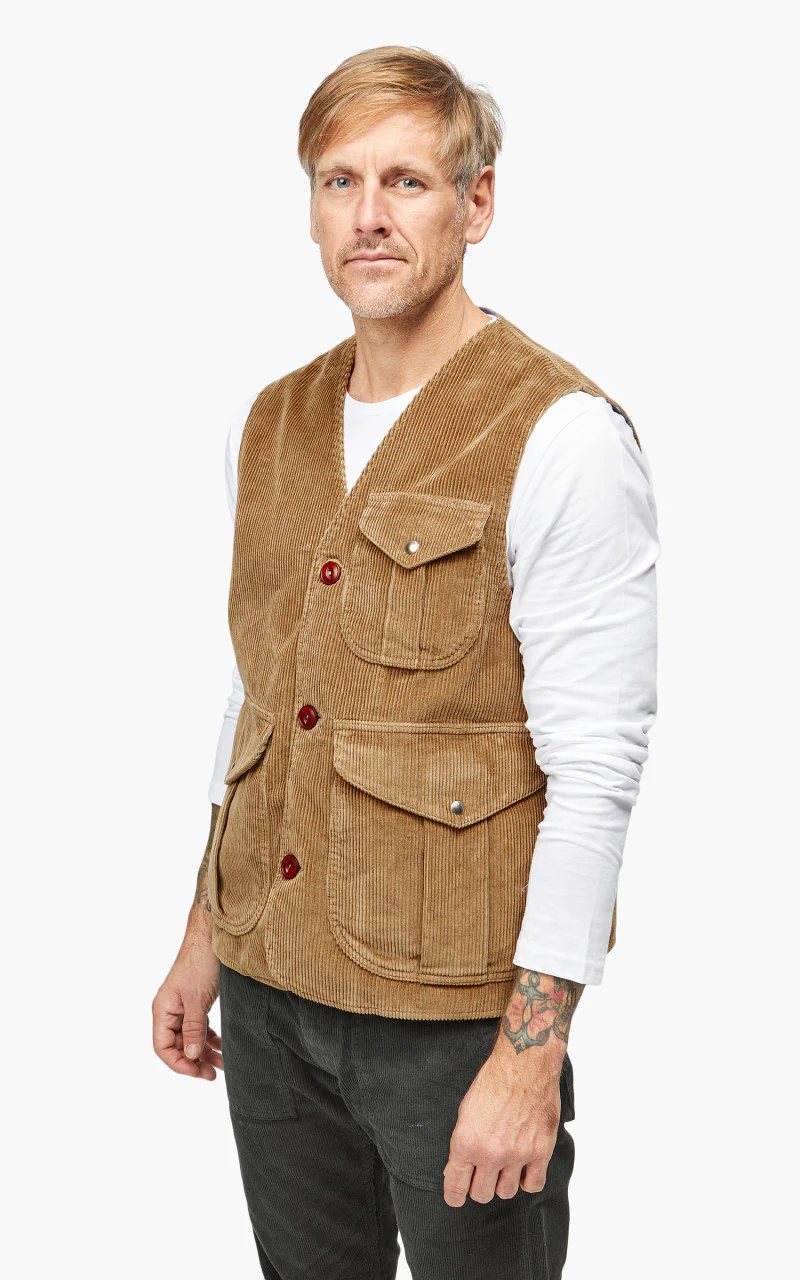Tellason Hunting Vest Kindermann Corduroy Taupe - Image 7