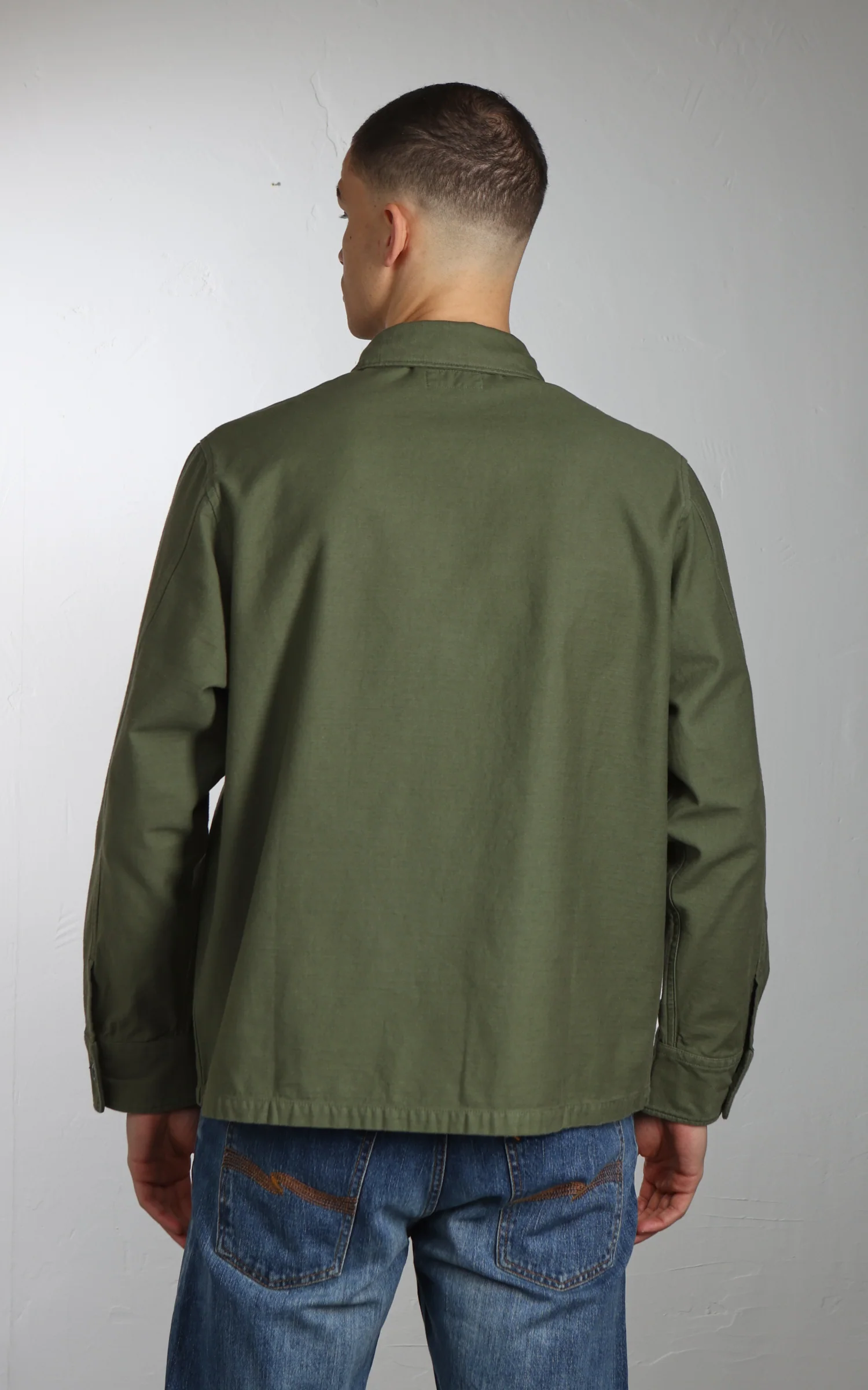 Tellason New Field Shirt Cotton Sateen Olive - Image 6