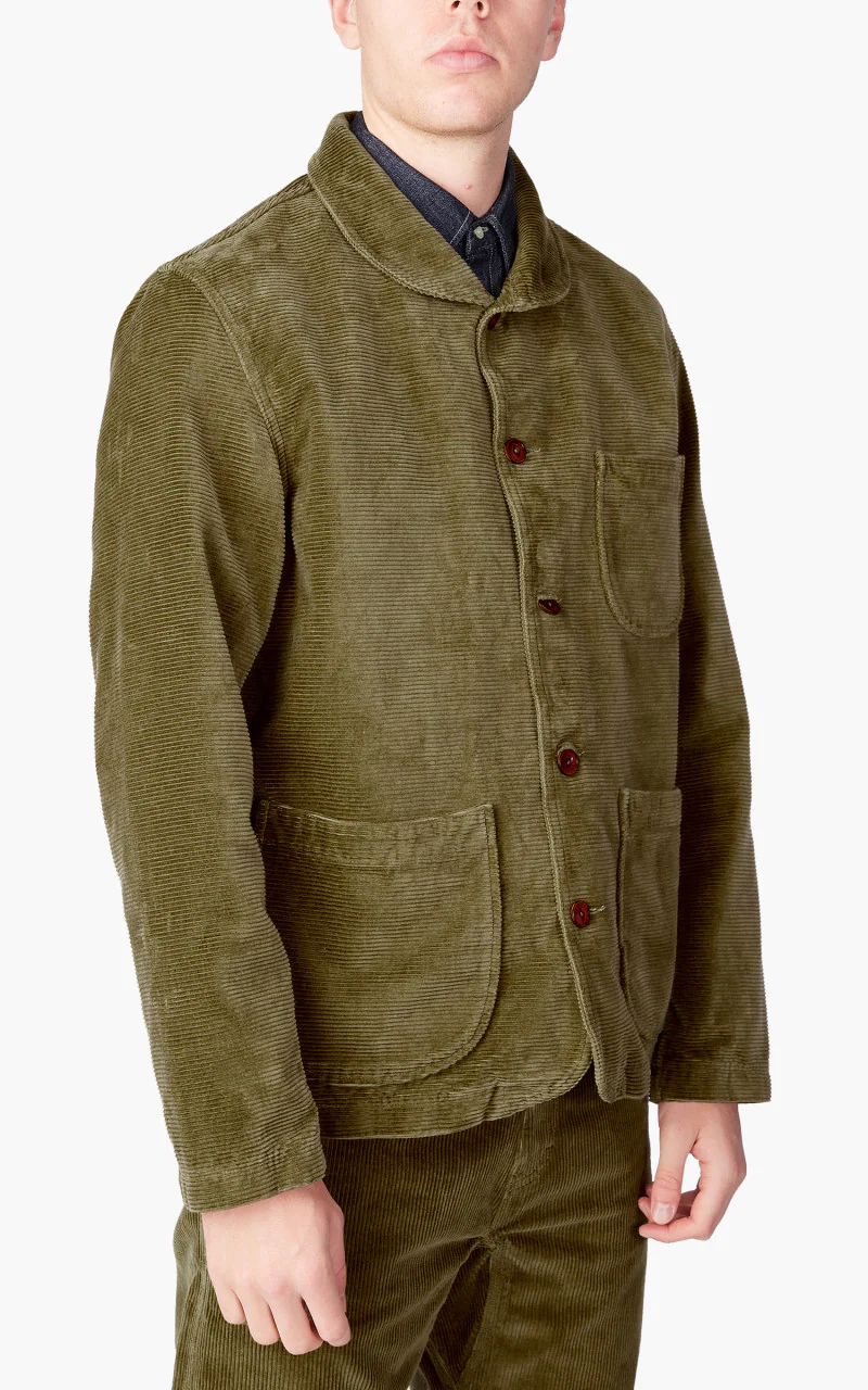 Tellason Shawl Collar Jacket Kindermann Corduroy Olive - Image 4