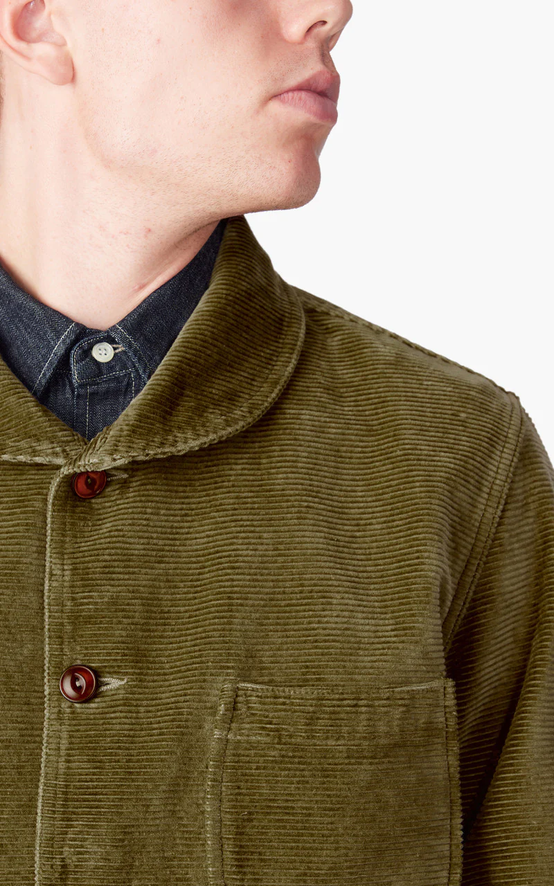 Tellason Shawl Collar Jacket Kindermann Corduroy Olive - Image 6