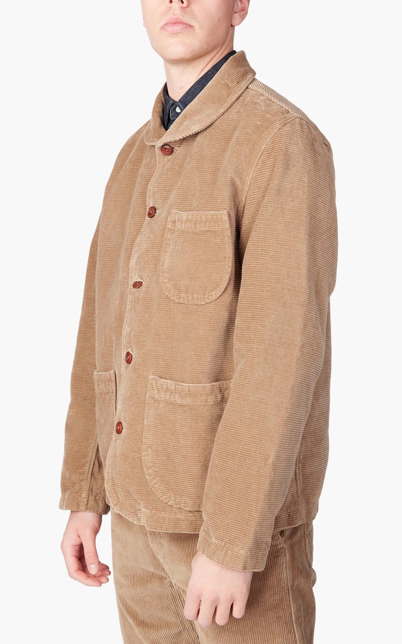 Tellason Shawl Collar Jacket Kindermann Corduroy Taupe - Image 4