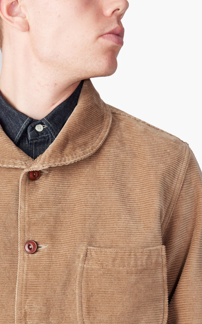 Tellason Shawl Collar Jacket Kindermann Corduroy Taupe - Image 6