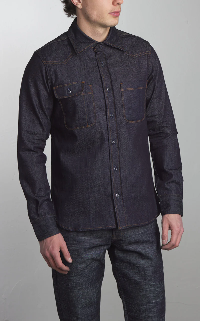 Tellason Topper Denim Shirt Unwashed Indigo 7.5oz - Image 2