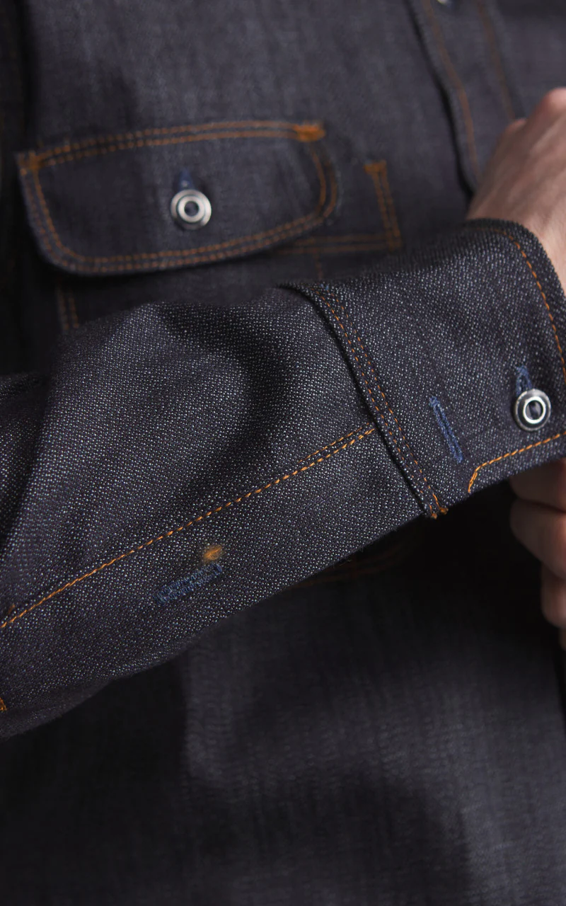 Tellason Topper Denim Shirt Unwashed Indigo 7.5oz - Image 5