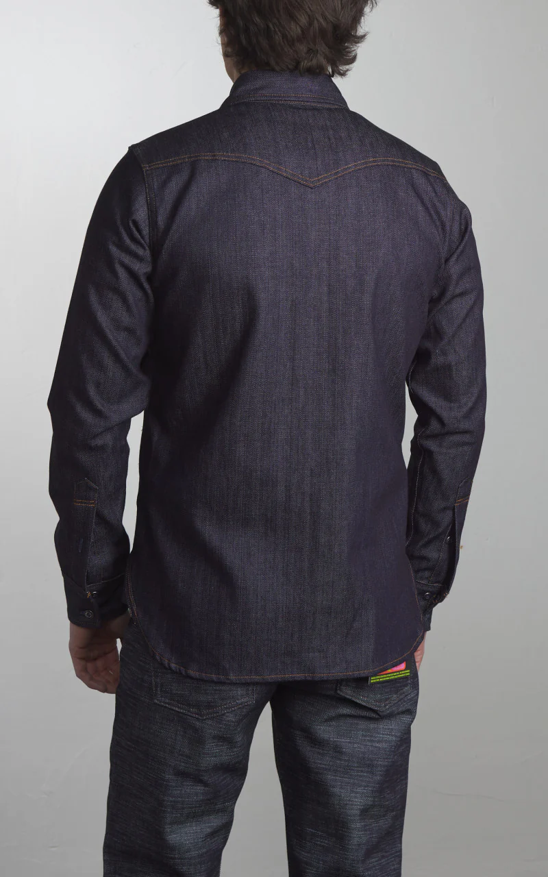 Tellason Topper Denim Shirt Unwashed Indigo 7.5oz - Image 6