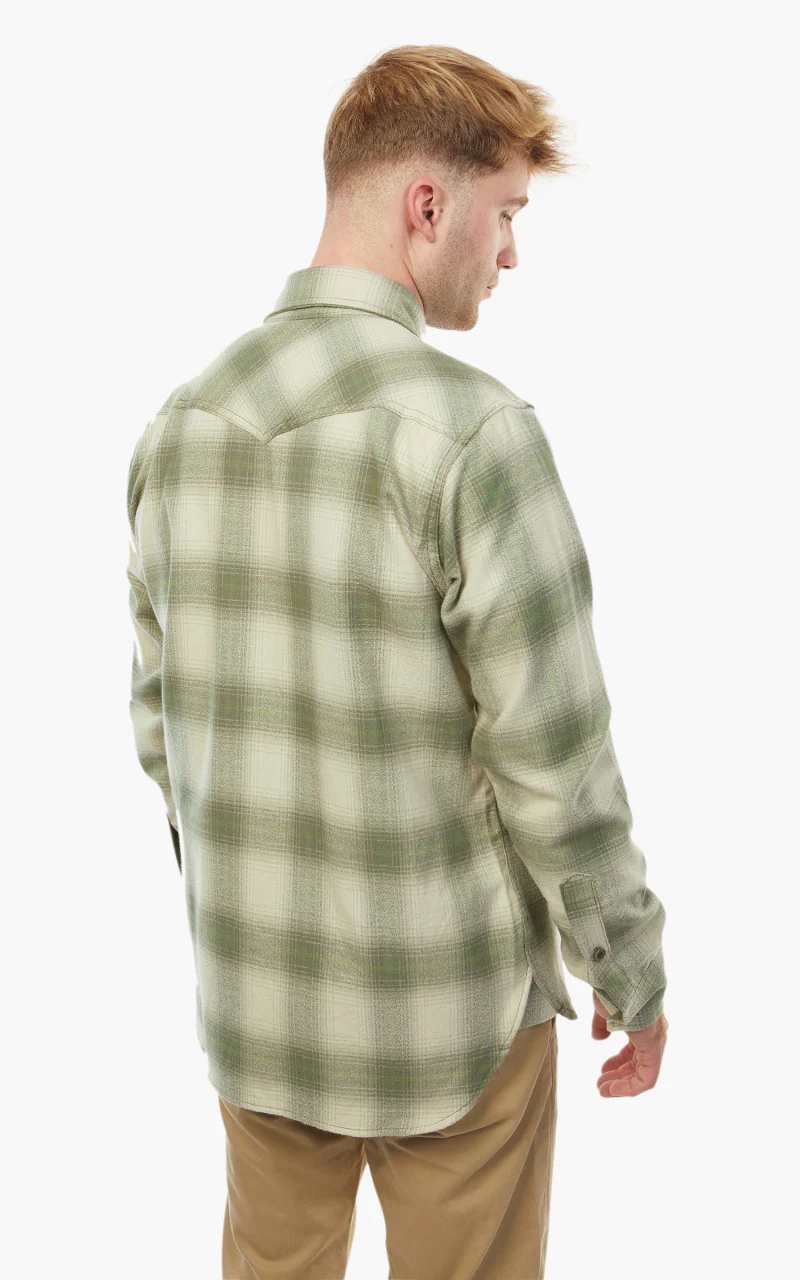 Tellason Topper Plaid Flannel Shirt Olive/Beige - Image 3
