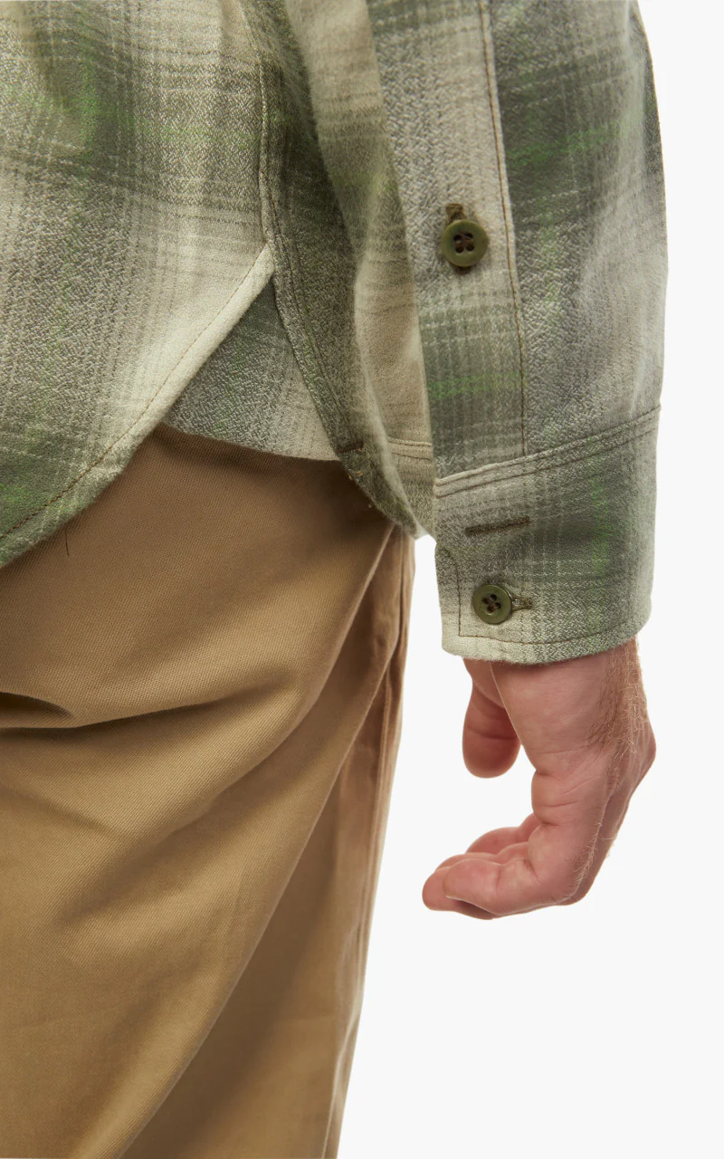 Tellason Topper Plaid Flannel Shirt Olive/Beige - Image 4
