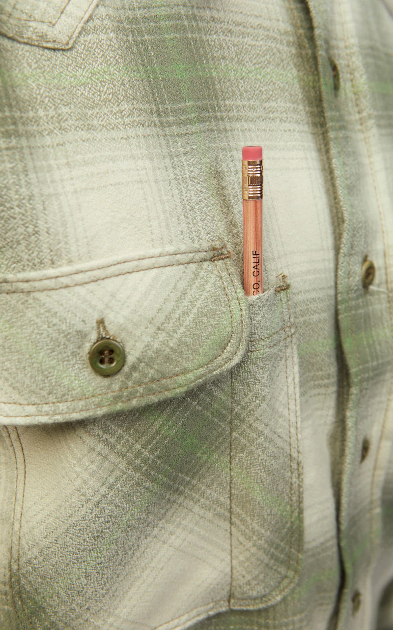 Tellason Topper Plaid Flannel Shirt Olive/Beige - Image 7