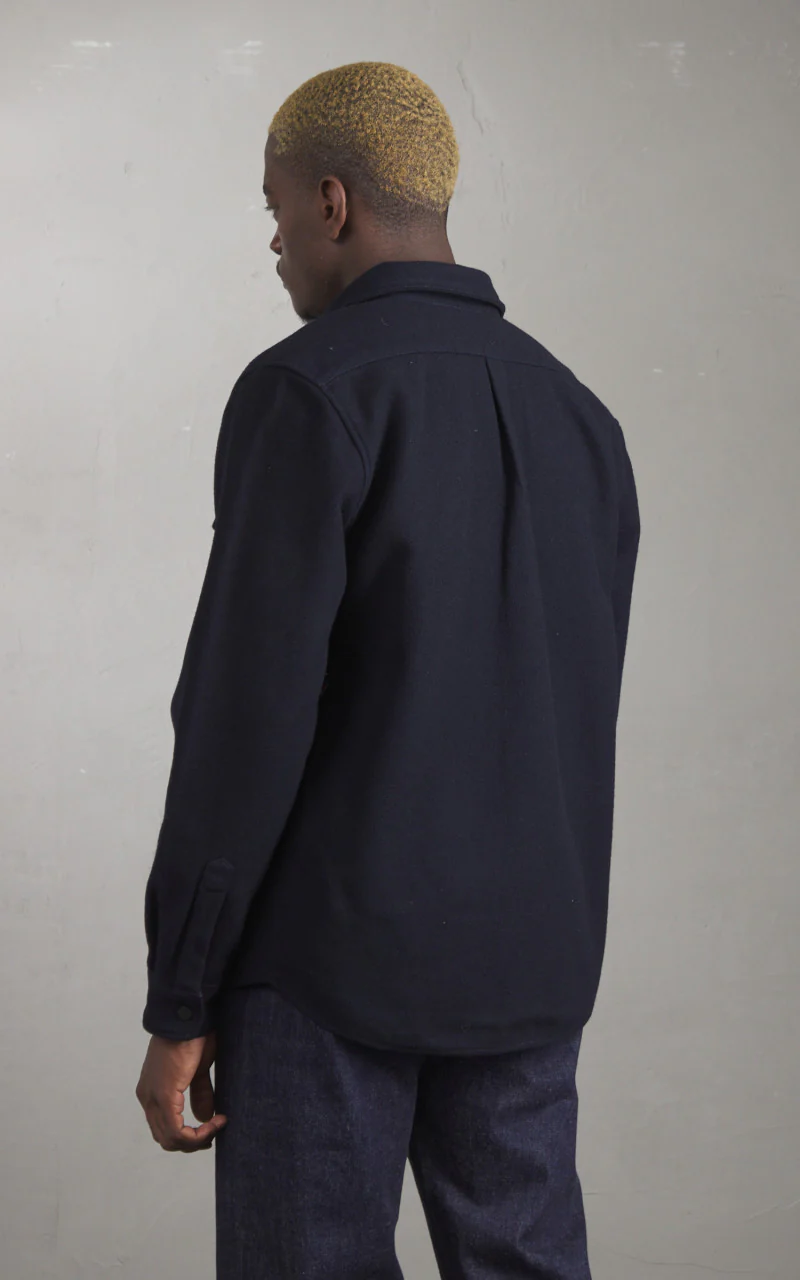 Tellason Wool Shirt Panno Over Navy - Image 7