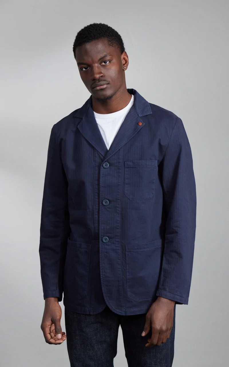 Tellason Work Blazer Herringbone Twill Dark Navy - Image 2