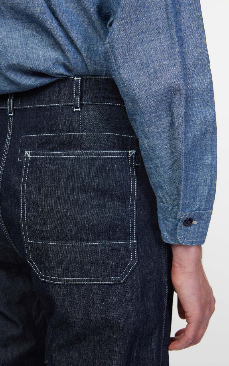 Tellason Worker Pants Slim Washed Denim Ocean Dark - Image 7