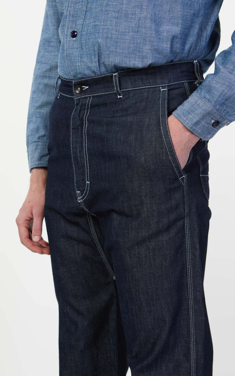Tellason Worker Pants Slim Washed Denim Ocean Dark - Image 8