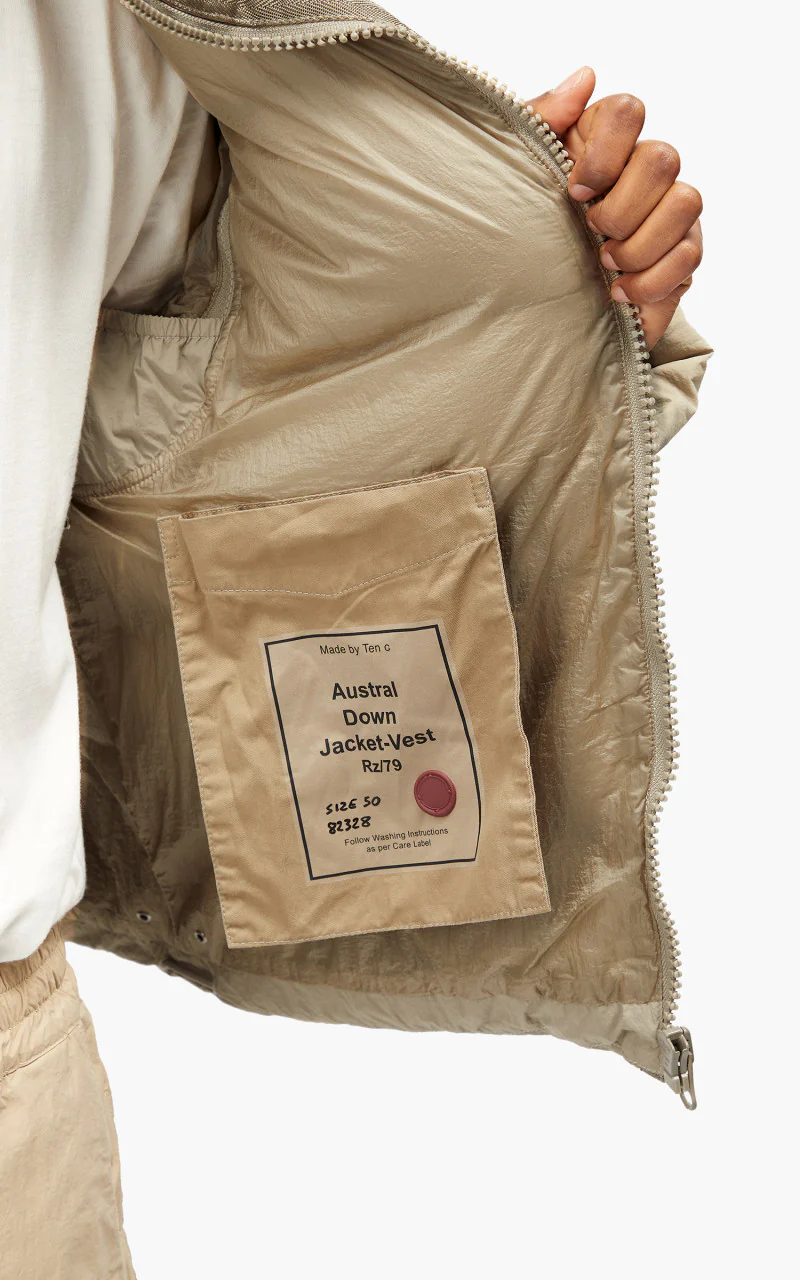 Ten C Austral Down Jacket Vest Taupe - Image 9