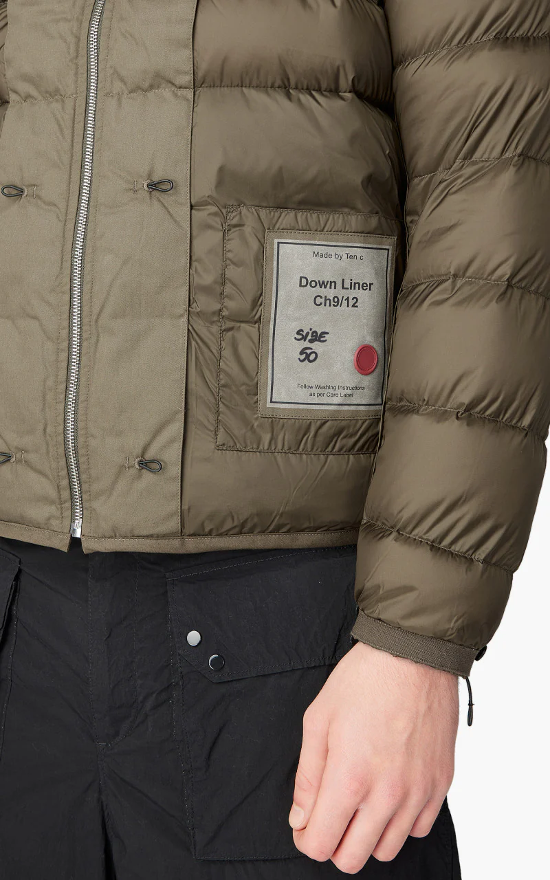 Ten C Hooded Down Liner With Pockets Olive - Image 9