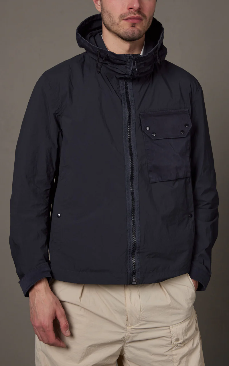 Ten C Hooded Zipped Mid Layer Navy Blue - Image 4
