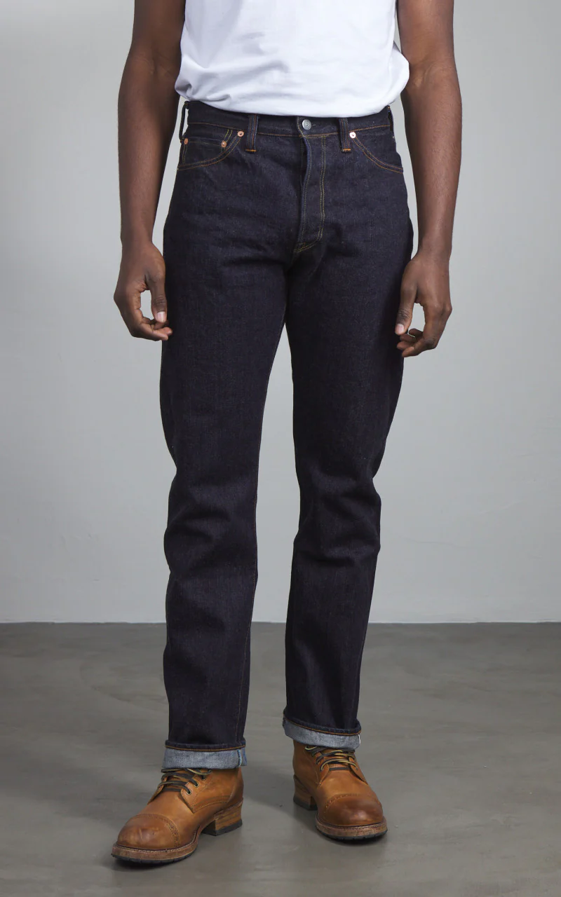 The Flat Head FN-8004 Wide Tapered Jeans Selvedge Indigo 18oz - Image 3