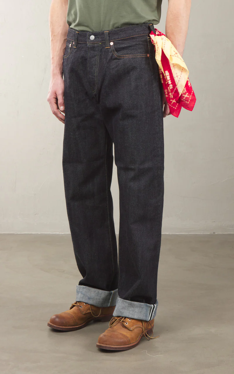 The Flat Head FN-D111 Wide Straight Jeans Selvedge One Wash Indigo - Image 2