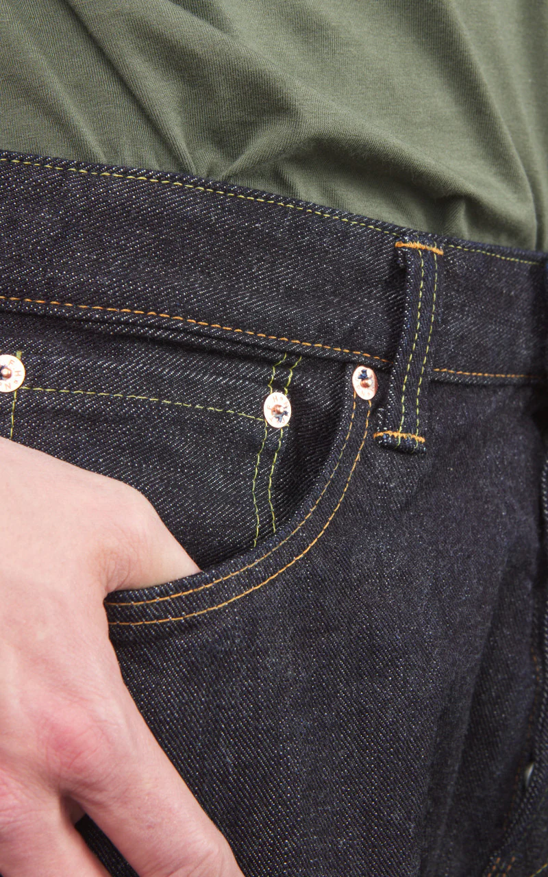 The Flat Head FN-D111 Wide Straight Jeans Selvedge One Wash Indigo - Image 7