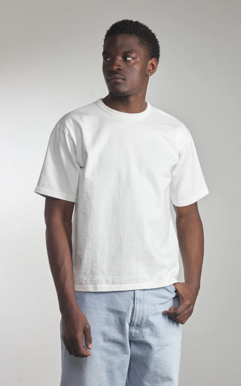 The Flat Head FN-HTK-001 Loopwheel 20oz Heavyweight T-Shirt White - Image 2