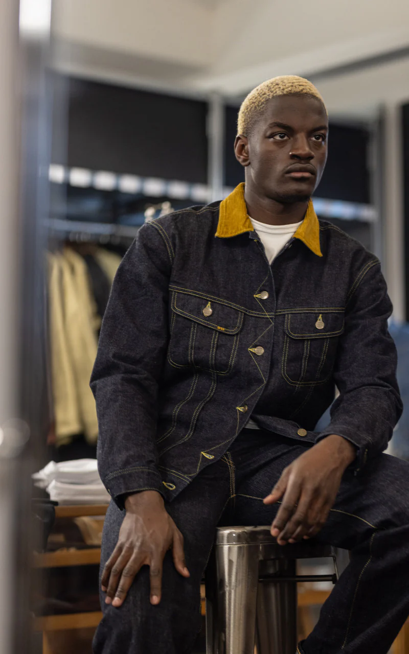 The Flat Head FN-OJ-D102 Denim Jacket Blanket Lined Indigo - Image 2
