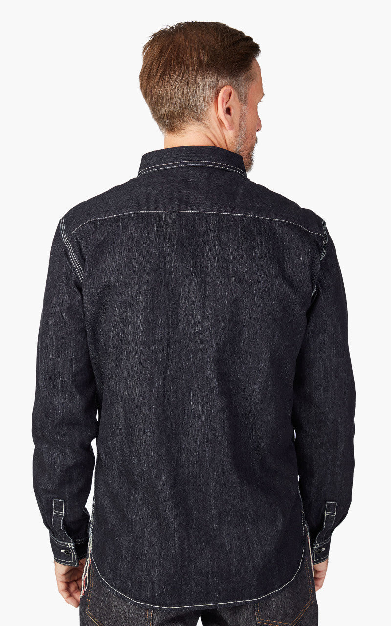 The Flat Head FN-SDK-301L Denim Work Shirt Selvedge Indigo - Image 6