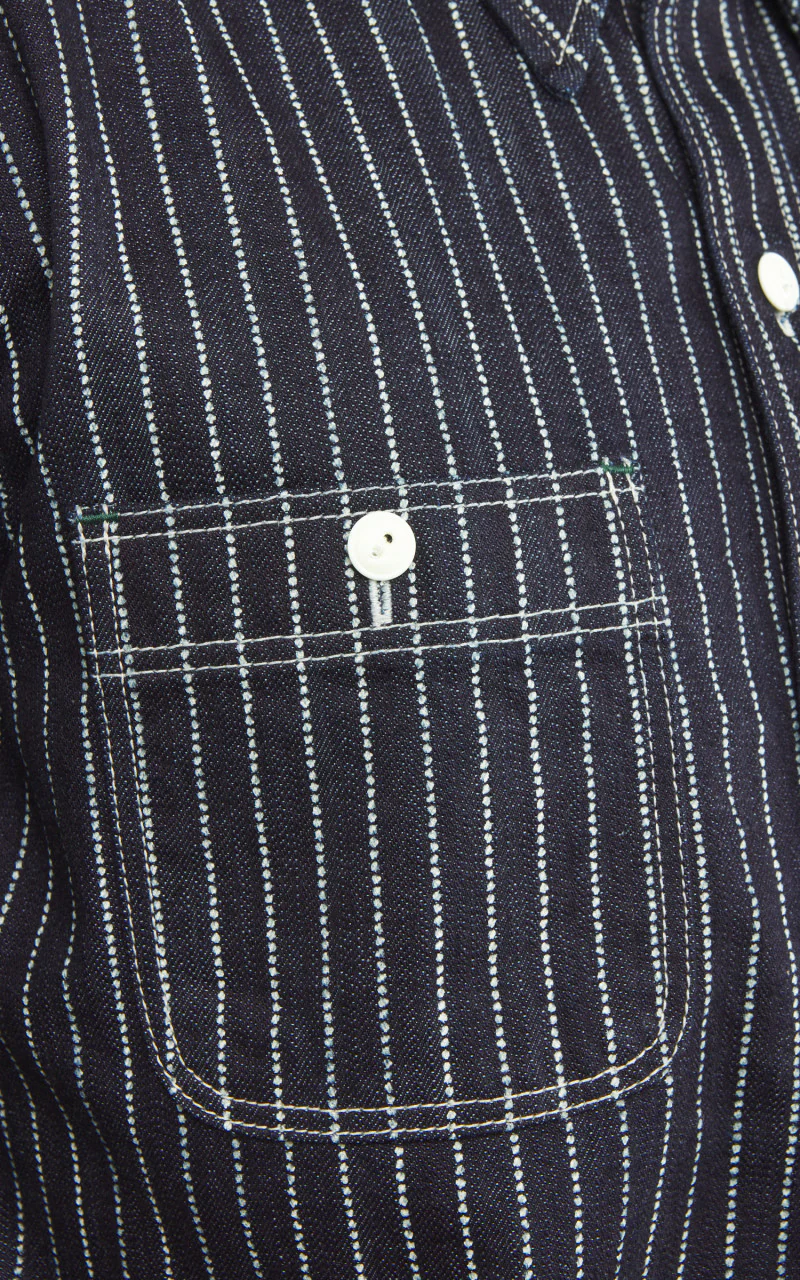 The Flat Head FN-SDK-702S Short Sleeve Denim Wabash Work Shirt Blue 10oz - Image 5
